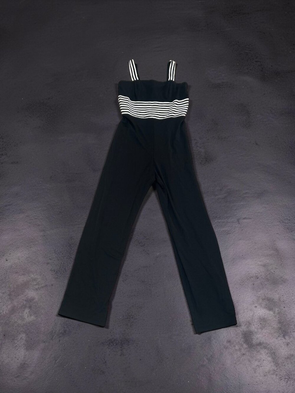 NIP Vintage Lew Magram 2 Pc Black Stripe Jumpsuit & Sheer Duster Set Size 8